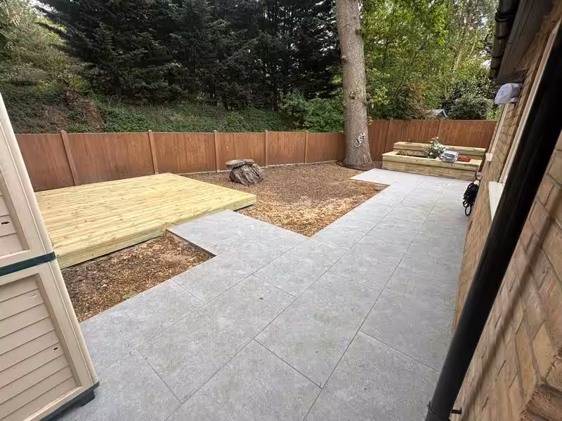 garden transformation porcelain slabs decking brandon suffolk 03