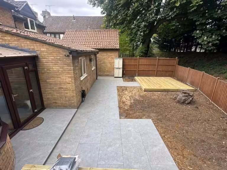 garden transformation porcelain slabs decking brandon suffolk 04